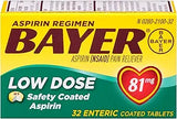 Aspirin Regimen Bayer 81mg Enteric Coated Tablets, 1 Doctor Recommended Aspirin Brand, Pain Reliever, 32 Count