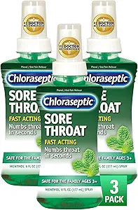 Chloraseptic Sore Throat Spray, Menthol, 6 fl oz, 3 Bottles