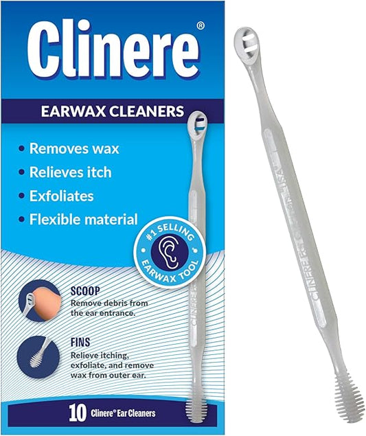 Clinere? Ear Cleaners, 10 Count Earwax Remover Tool Safely and Gently Cleaning Ear Canal at Home, Ear Wax Cleaner Tool, Itch Relief, Ear Wax Buildup, Works Instantly, Exfolimates, Earwax Cleaners.