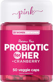 PINK Probiotics for Women | Digestive Health Support | 50 Veggie Capsules | 5 Billion CFU | Plus Cranberry | Vegetarian, Non-GMO & Gluten Free Supplement