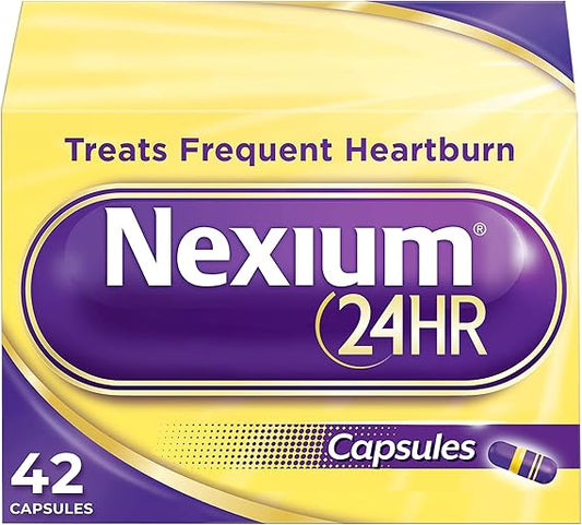 Nexium 24HR Acid Reducer Heartburn Relief Capsules for All-Day and All-Night Protection from Frequent Heartburn, Heartburn Medicine with Esomeprazole Magnesium - 42 Count