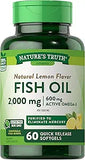 Fish Oil 2000 mg Softgels | 60 Count | Burpless, Lemon Flavor Pills | Non-GMO and Gluten Free Omega 3 Supplement | by Nature's Truth