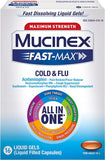 Mucinex Maximum Strength Fast-Max Cold & Flu All-In-One Liquid Gels, 16ct  