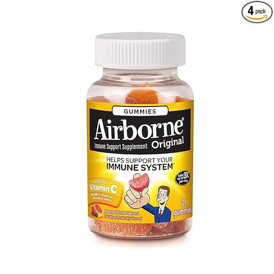 Airborne Assorted Fruit Flavored Gummies, 21 count - 1000mg of Vitamin C and Minerals & Herbs Immune Support 