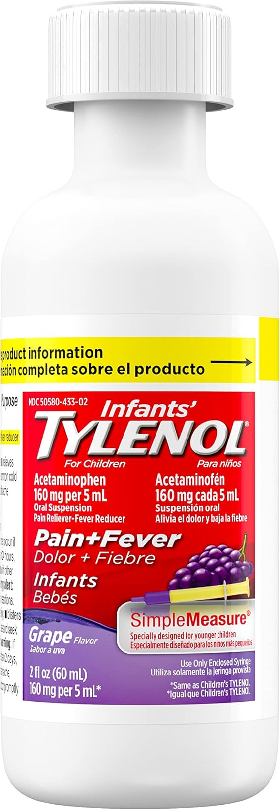 Infants' TYLENOL Oral Suspension, Grape, 2 Fl. Oz