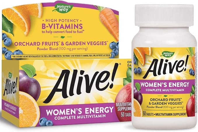 Nature? Way Alive! Women? Energy Complete Multivitamin, High Potency B-Vitamins, 50 Tablets