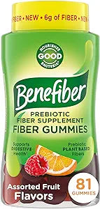 Benefiber Prebiotic Fiber Supplement Gummies for Digestive Health, Assorted Fruit Flavor - 81 Count