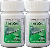 Major Ferosul - Ferrous Sulfate 325mg Tablets with 65mg of Elemental Iron - Iron Supplement for Women, Men - Green - 100 Tablets