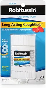 Robitussin Adult Long-Acting CoughGels (20 Count), 8-Hour Non-Drowsy Cough Suppressant, Liqui-Gels Capsules