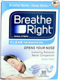 BREATHE RIGHT NASAL STRIPS,CLEAR,SM/MED, 30 CT