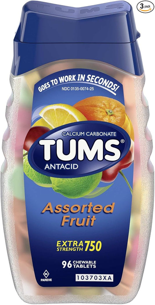 TUMS E-X 750 Tablets Assorted Fruit 96 Tablets