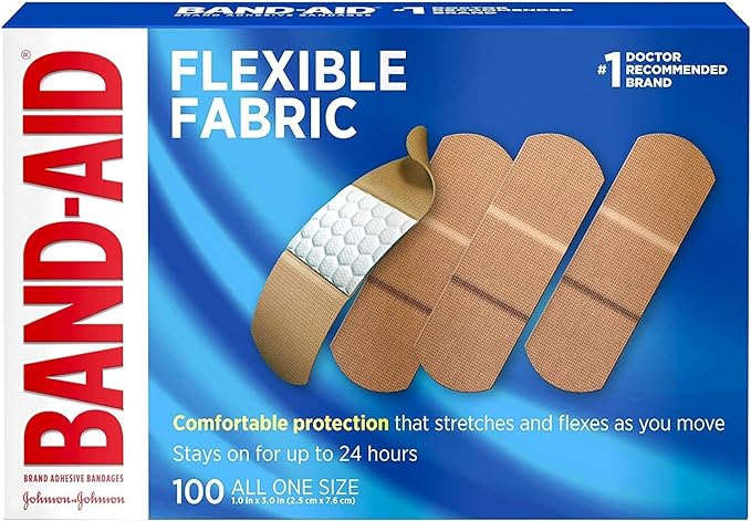 BAND-AID 4444 Flexible Fabric Adhesive Bandages, 1" x 3", 100/Box
