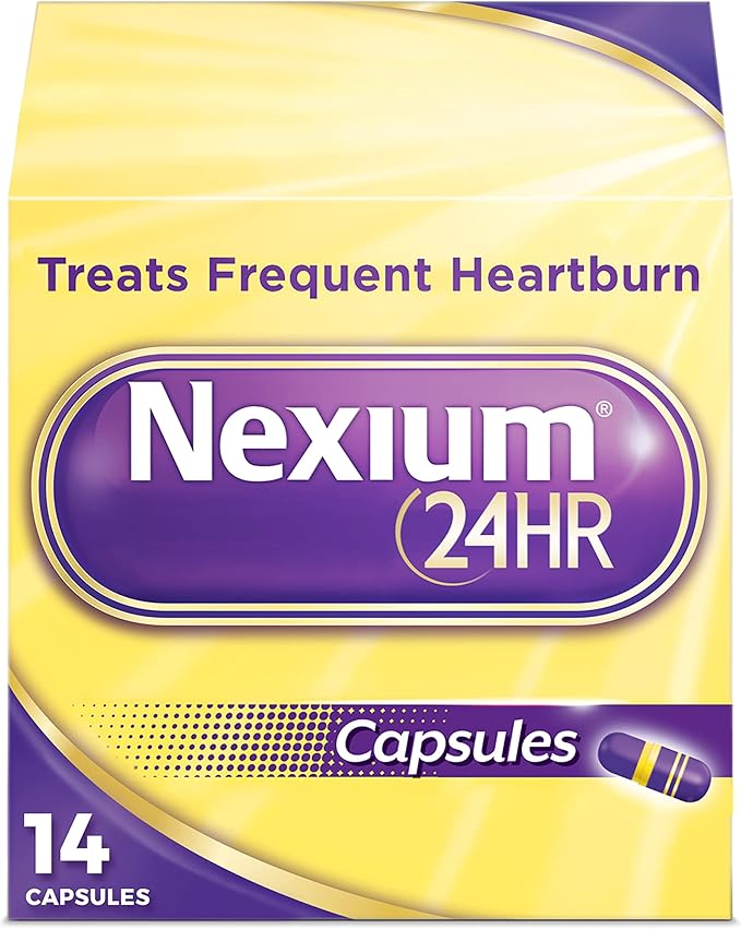 Nexium 24HR Acid Reducer Heartburn Relief Capsules for All-Day and All-Night Protection from Frequent Heartburn, Heartburn Medicine with Esomeprazole Magnesium - 14 Count