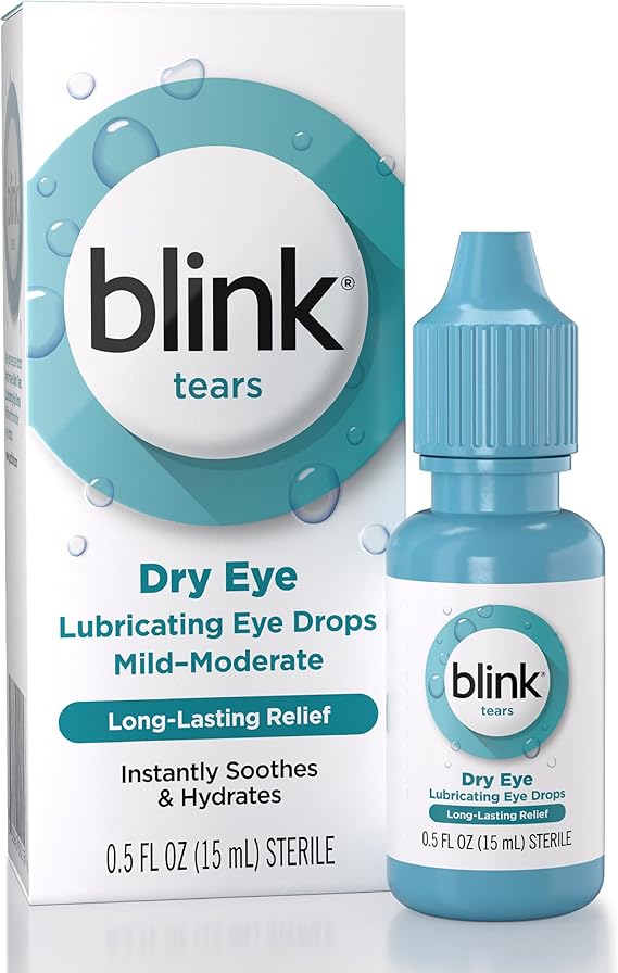 Blink Tears Lubricating Eye Drops, 0.5 fl oz (15 mL) Eye Care for Mild to Moderate Dry Eyes, Hyaluronate for Boosting Hydration, Moisturizing & Soothing Eye Drops for Dry Eyes