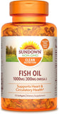 Sundown Fish Oil 1000 mg, Supports Heart Health, 72 Softgels  