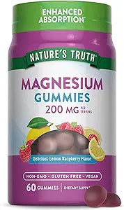 Nature's Truth Magnesium Gummies | 200 mg | 60 Count | Vegan, Non-GMO, Gluten-Free Supplement | Enhanced Absorption Magnesium Citrate