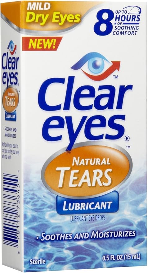 Clear Eyes Mild Dry Eyes Natural Tears Eye Drops-0.5 Oz (  age May Vary)