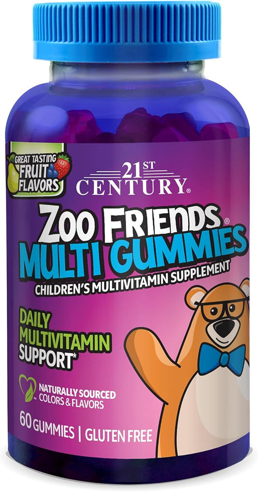 21st Century Zoo Friends Multi Gummies, Fruit 60 Count