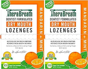 TheraBreath Dry Mouth Lozenges with Zinc, 100 Lozenges, Mandarin Mint, 100 Count