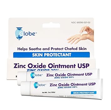  Globe Zinc Oxide Ointment 20%, 2 Ounce Tube  Advanced Skin Protection, For Diaper Rash, Relief From Poison Ivy, Sumac & Oak, Protects From Wetness, Protects Chafed Skin
