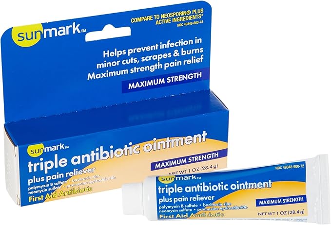 Sunmark Triple Antibiotic Ointment Plus Pain Reliever, 1 oz