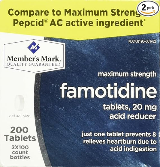 Famotidine 20mg 200 Tablets in 2-100 ct Bottles by Member's Mark