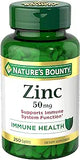 Nature's Bounty Zinc 50 mg, Immune Support & Antioxidant Supplement, Promotes Skin Health 250 Capsules