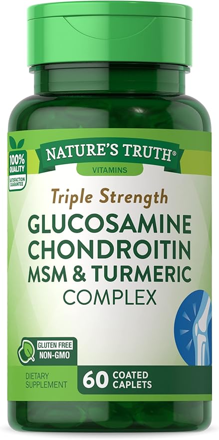 Glucosamine Chondroitin MSM Complex | 60 Caplets | Triple Strength Supplement with Turmeric | Non-GMO and Gluten Free Supplement | by Nature's Truth