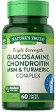 Glucosamine Chondroitin MSM Complex | 60 Caplets | Triple Strength Supplement with Turmeric | Non-GMO and Gluten Free Supplement | by Nature's Truth