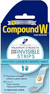 Compound W Maximum Strength One Step Invisible Wart Remover Strips, 14 CT