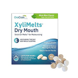 OraCoat XyliMelts Dry Mouth Relief Moisturizing Oral Adhering Discs Mild Mint with Xylitol, for Dry Mouth, Stimulates Saliva, Non-Acidic, Day and Night Use, Time Release for up to 8 Hours, 40 Count