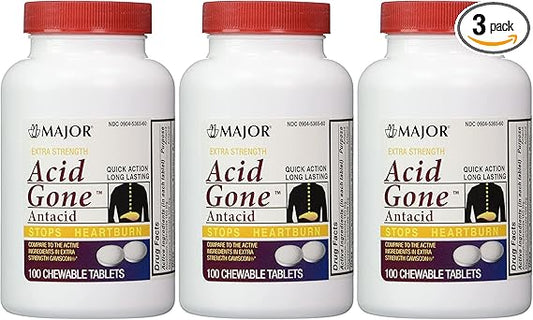 ACID-GONE E/S CHEW TAB MMP100@	MAJOR PHARMACEUTICALS @