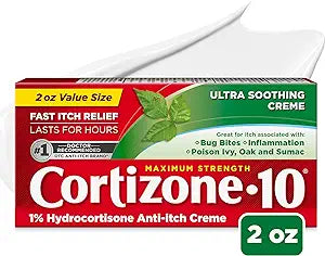 Cortizone 10 Maximum Strength Ultra Soothing Anti-Itch Cream, 1% Hydrocortisone Creme, 2 oz.
