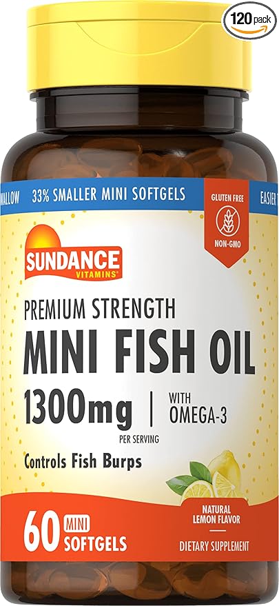 Sundance Vitamins Fish Oil 1300 mg Natural Lemon Flavor - 60 Mini Softgels