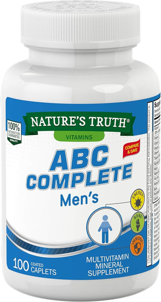 Adult ABC Complete Multivitamin for Men | 100 Caplets | Non-GMO & Gluten Free | by Nature's Truth