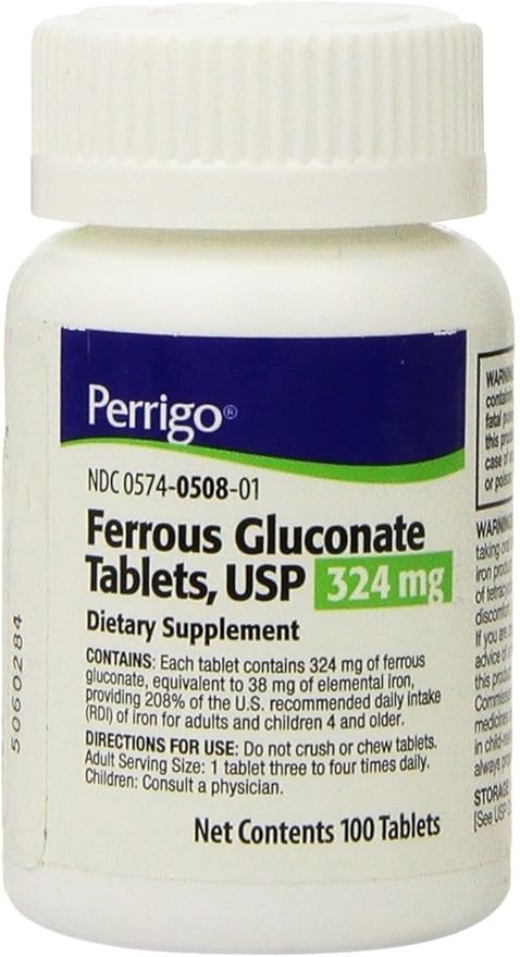 Ferrous GLUCONATE 324MG PADD 100TB Paddock Laboratories INC