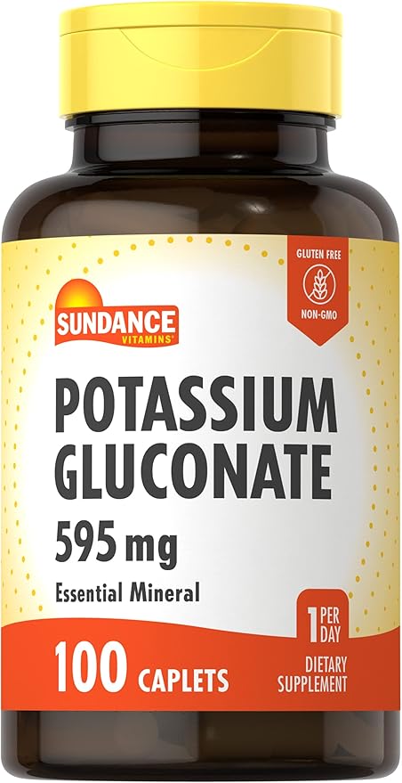 Gluconato de potasio 595 mg | 100 unidades | Suplemento mineral esencial | F?mula vegetariana, sin OMG y sin gluten | Por Sundance