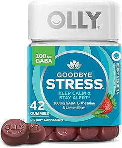 OLLY Goodbye Stress Gummy, GABA, L-Theanine, Lemon Balm, Stress Relief Supplement, Berry - 42 Count