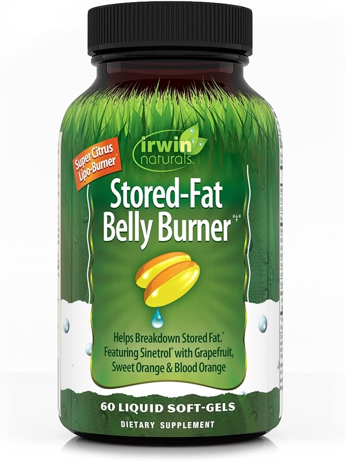 Irwin Naturals Stored-Fat Belly Burner - with Sinetrol, Grapefruit, Sweet Orange & Blood Orange - 60 Liquid Soft-Gels