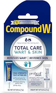 Compound W Total Care Wart Remover with Proheal Cream for Skin - 0.25 oz and Maximum Strength Fast Acting Salicylic Acid Gel - 0.25 oz
