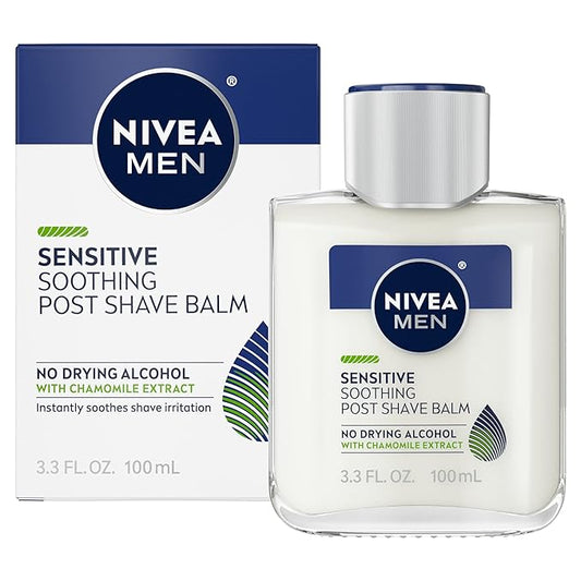 NIVEA MEN B?samo sensible para despu? del afeitado con vitamina E, extractos de manzanilla y hamamelis, botella de 3.3 onzas l?uidas