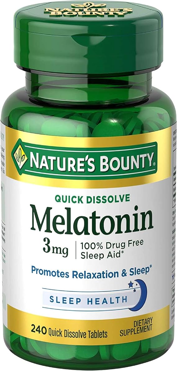 Nature? Bounty Melatonin 3mg, 100% Drug Free Sleep Aids for Adults, Supports Relaxation and Sleep, Dietary Supplement, 240 Coun