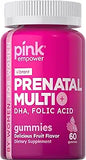 PINK Prenatal Vitamins | 60 Gummies with DHA and Folic Acid | Non-GMO & Gluten Free Multivitamin | Fruit Flavor