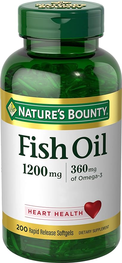 Nature's Bounty Aceite de pescado de recompensa de la naturaleza, 1200 mg, 360 mcg de Omega-3, 200 Softgels de liberaci? r?ida