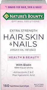 Nature's Bounty Optimal Solutions Hair Skin & Nails Extra Strength Softgels, 150 Count (   1)   age may vary