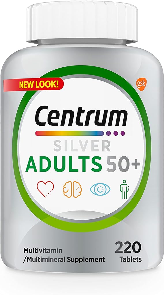 Centrum Silver Multivitamin for Adults 50+, Gluten Free, Non-GMO, Supports Memory and Cognition