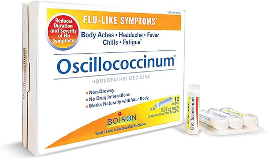 Boiron Oscillococcinum for Relief from Flu-Like Symptoms of Body Aches, Headache, Fever, Chills, and Fatigue - 12 Count