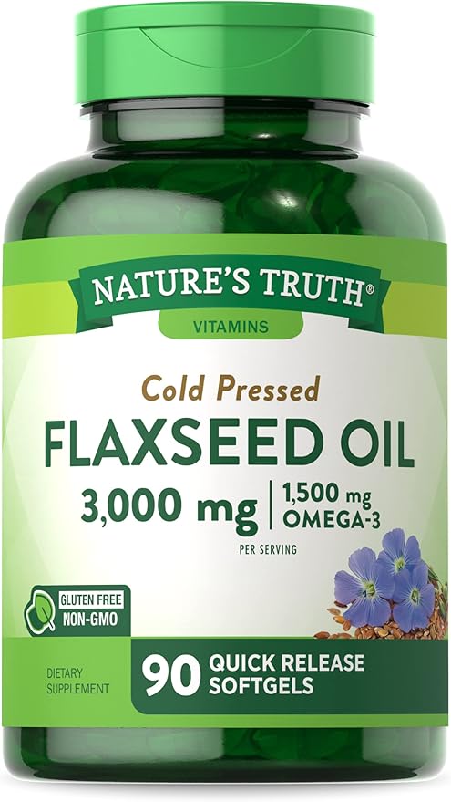 Flaxseed Oil Softgels | 90 Count | Cold Pressed, Non-GMO & Gluten Free Supplement | by Nature's Truth