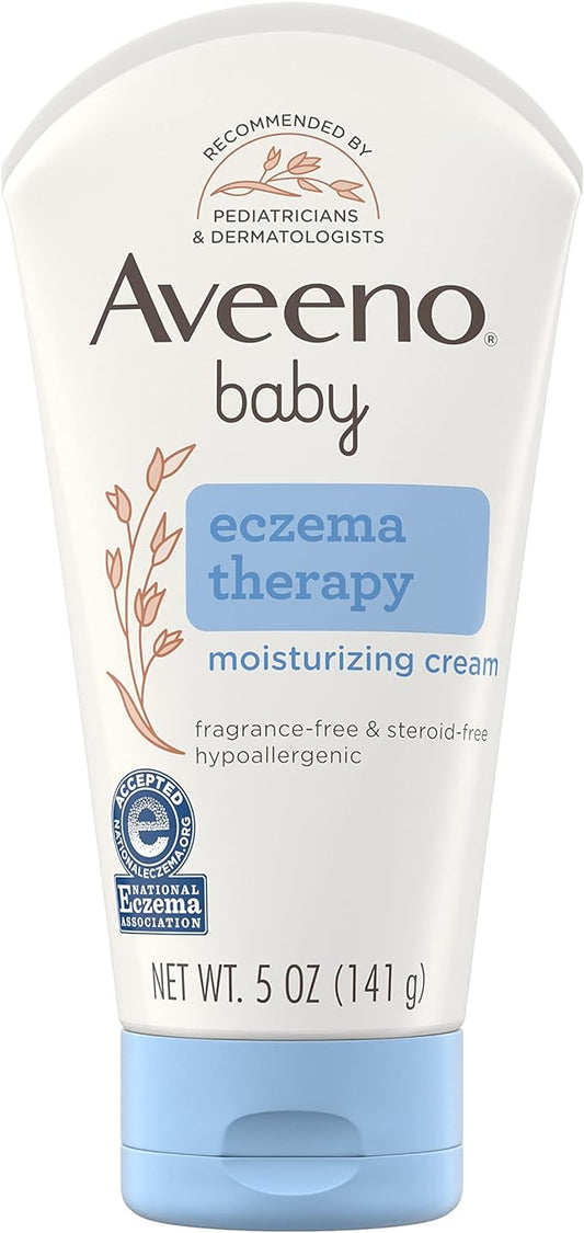 Aveeno Baby Eczema Therapy Moisturizing Cream, Natural Colloidal Oatmeal & Vitamin B5, Baby Eczema Cream for Dry, Itchy, Irritated Skin Due to Eczema, Paraben- & Steroid-Free, 5 oz   aging May Vary