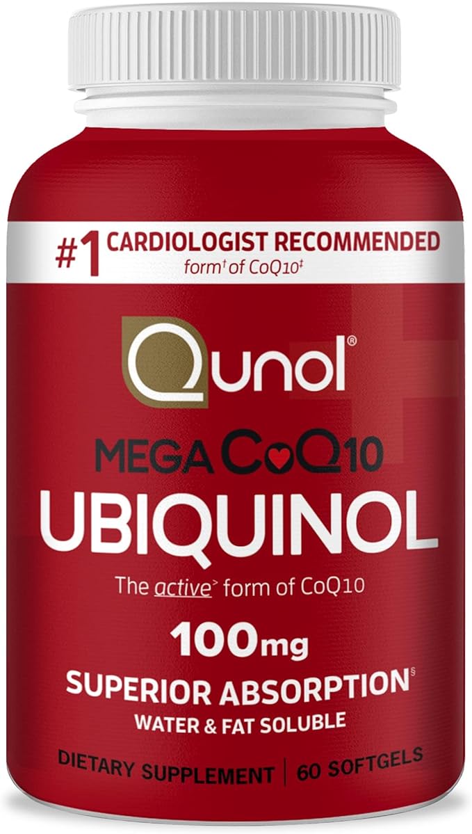 Qunol Ubiquinol CoQ10 100mg Softgels, Qunol Mega Ubiquinol 100mg - Superior Absorption - Active form of Coenzyme Q10 for Heart Health - 2 Month Supply - 60 Count